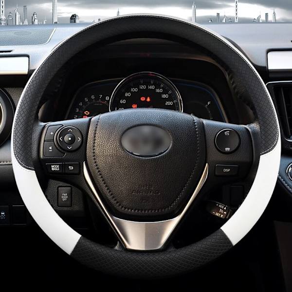 (Vit)PU-läder Car Styling Cover för Toyota Corolla Avensis Yaris Rav4 Hilux Auris 2013 2014 2015 Biltillbehör White