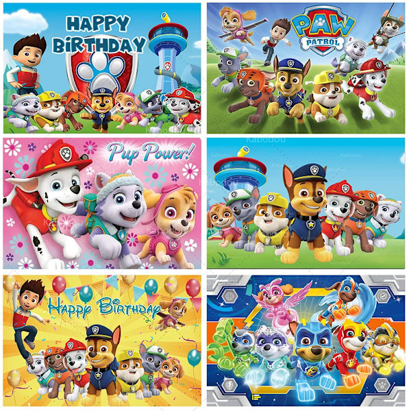 Paw Patrol Födelsedagsfest Bakgrund Pojke Baby shower Fotografi Bakgrund Valp Hund Tema Banner Fotostudio Dekoration Paw Patrol Polyester 150x100cm