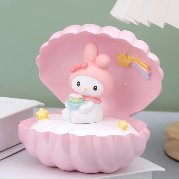 Sanrio Toy Kuromi Cinnamonroll My Melody Led Light Creative Shells Anime Characters Nattljus Sänglampa WHITE