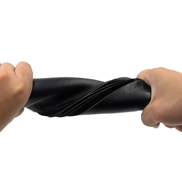 (svart-svart linje)100 % äkta läder flätad cover 15 tums bilflätningsskydd på ratten för bilinredningstillbehör black-black line