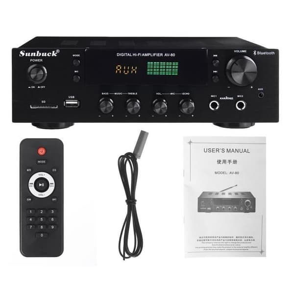 x 200W Stereo Forstærker-Tuner Bluetooth Phono Input Auto 2 Zoner 5 HDMI Kalibrering