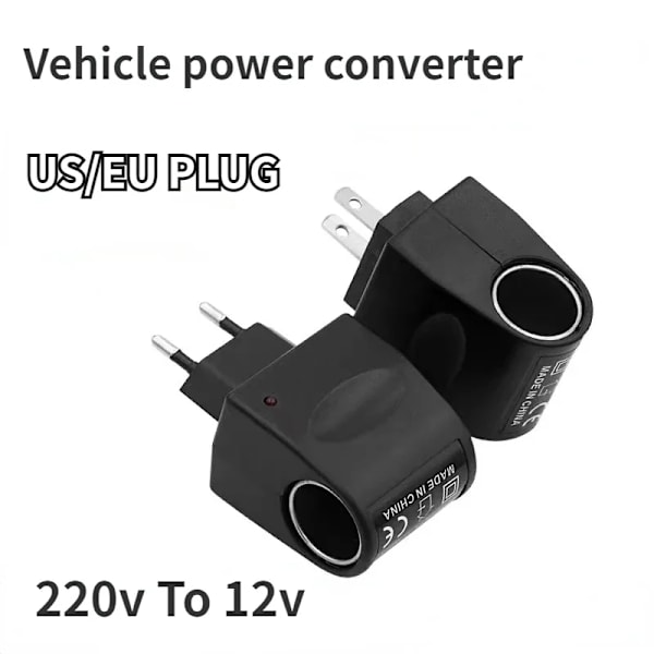 Hemma AC-adapter med billaddare EU-kontakt 220V AC till 12V DC Använd för bilelektronik 1000mA 12W--US PLUG