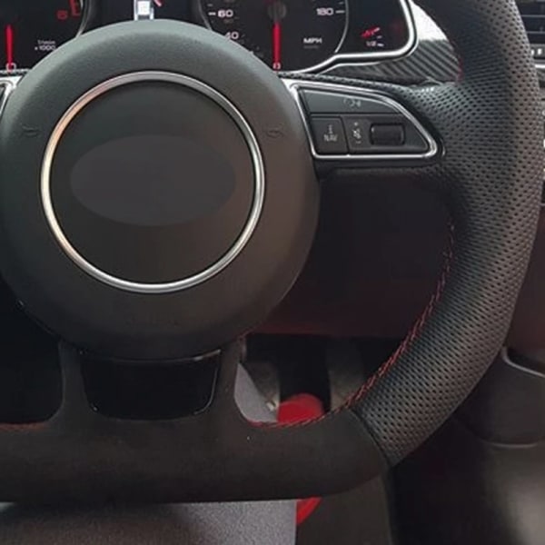 Cover DIY Handsydd svart äkta lädermocka för Audi A5 A7 RS7 S7 SQ5 S6 S5 RS5 S4 RS4 S3 2012-2018