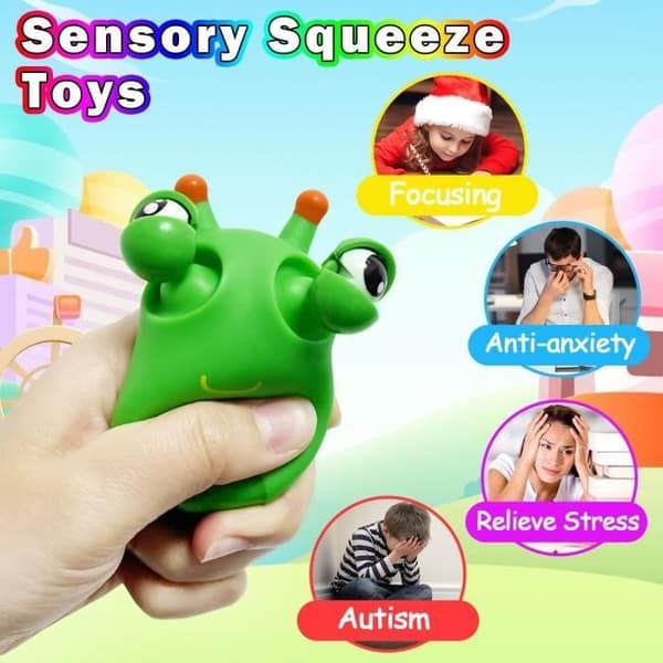 Stress Relief Leke - Squishy - Gressorm Klype Leke - Sensorisk Orm Klem Leke