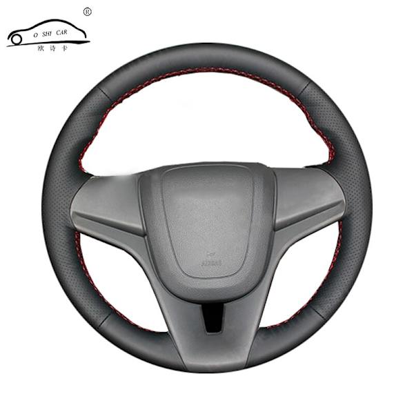(Blå tråd)Konstläder DIY Cover för Chevrolet Cruze 2009-2014 Aveo 2011-2014/Anpassad rattfläta Blue thread