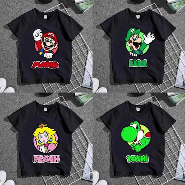 Super Marios Bros Cosplay T-shirts för barn Söt Anime Figur Waluigi Wario Peach Padda Luigi Män Kvinnor Kortärmade T-shirts 3 Adult-3XL