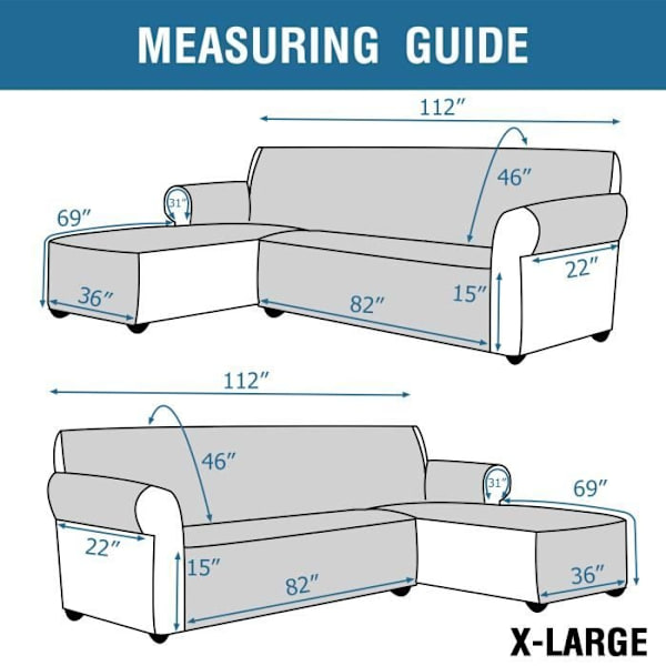Sofaovertræk - Universal - Vendbart - Vandtæt - Størrelse XL - Grå Blå Gray Blue