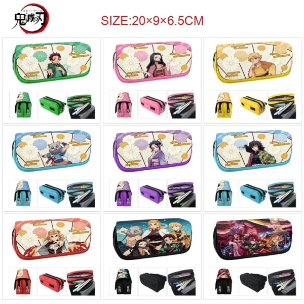 Demon Slayer Tecknad Anime Case Student Förvaringsväska Tanjirou Nezuko Zenitsu Giyuu Cartoon Pen Box Cosplay Prop Presenter 3