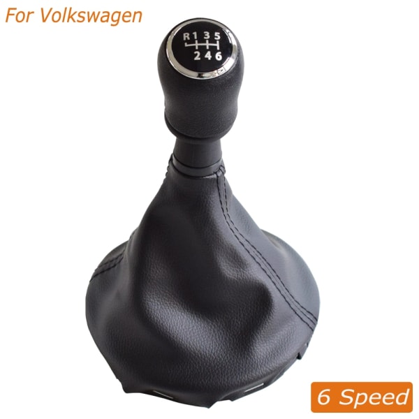 För VW Volkswagen Transporter T5 T5.1 T6 Gp 2003-2011 Växelspaksknopp Läder Damask Cover Bil 5 6 Speed-6 Speed-Black 6 Speed-Black