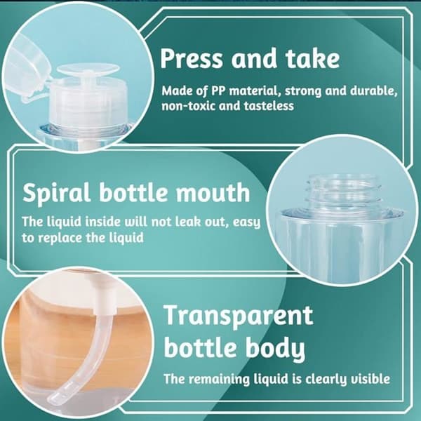 Set med 4 150ml nagellacksremoverdispensrar, resevänlig tonerflaska