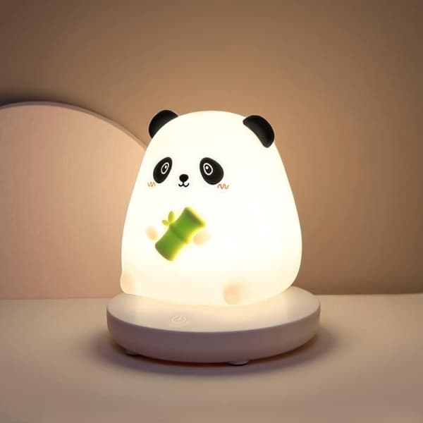 LED Bordlampe, Silikone Natlampe, Panda