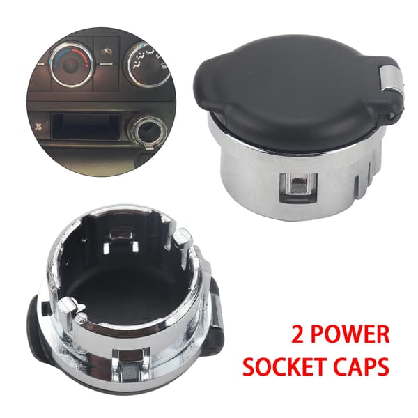 2 stk Dash Strømuttaksdeksel 12 Volt Strømuttaksplugg Med Krom Pop-out Knapp Dash Deksel For Silverado Tahoe Sierra 2007-2013
