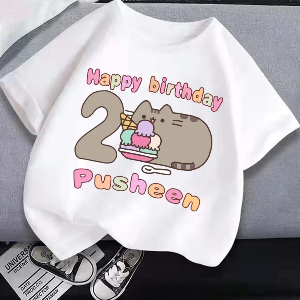 Pusheen Barn Casual T-shirt i bomull Pojkar Mode Födelsedag Nummer Topp Sommar Barn Tecknade T-shirts Flickor Nya söta printed kläder Pusheen-16PJM 99 160cm