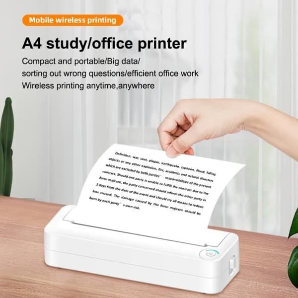 A4 Termisk Printer - UVERBON - Model x8 - Bluetooth - Bærbar - 203 DPI