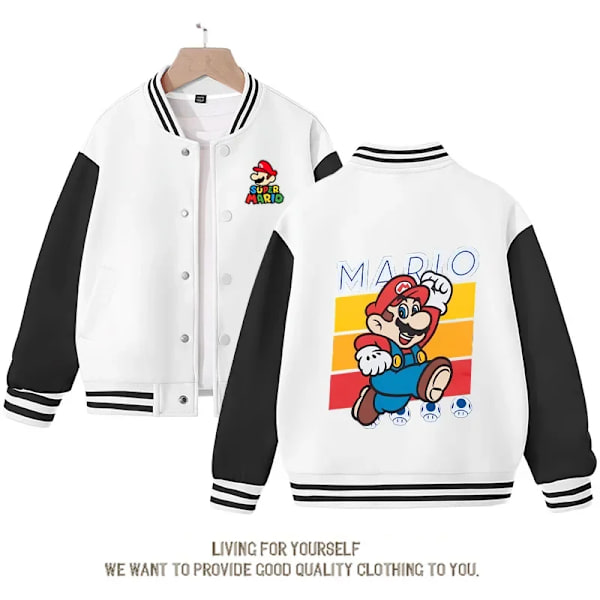 Super Mario Bros Vintage Solid Långärmad Bomberjacka Vår Pojkar Flickor Casual Streetwear 2023 Mode Baseball Jacka Mario 02 160cm