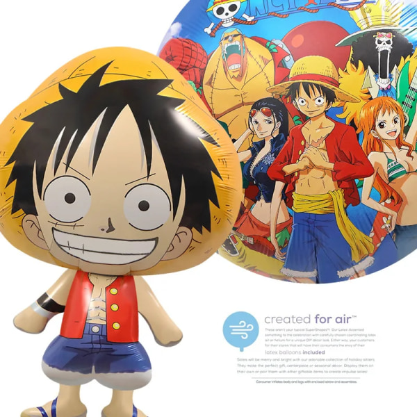 Ny ballong i ett stycke Luffy Födelsedagsfest Dekoration Tecknad ballonger Aluminiumfolie Rund tecknad figur Festtillbehör Presenter Balloons-8pcs-8