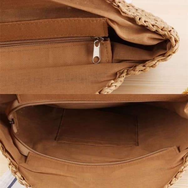 (Brun) Strandväska - Dam - Handvävd - Stor kapacitet - 45x42x2cm - Brun Brown