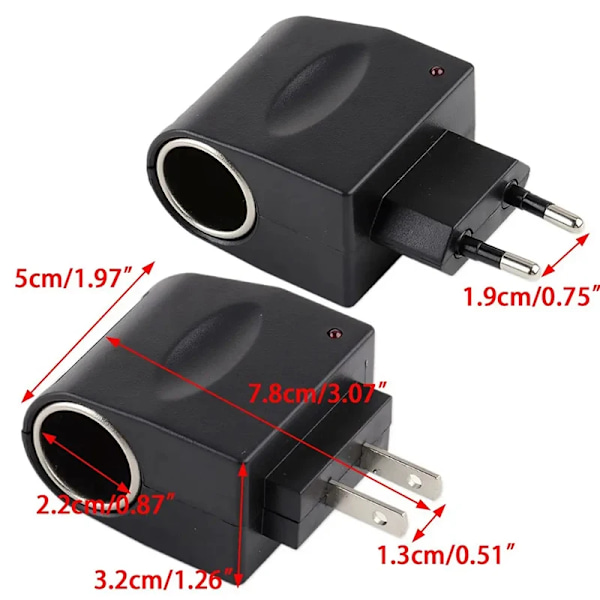 AC-adapter för bilelektronik med bilstickkontakt, billaddare, EU-kontakt, 220 V AC till 12 V DC, för biltillbehör US