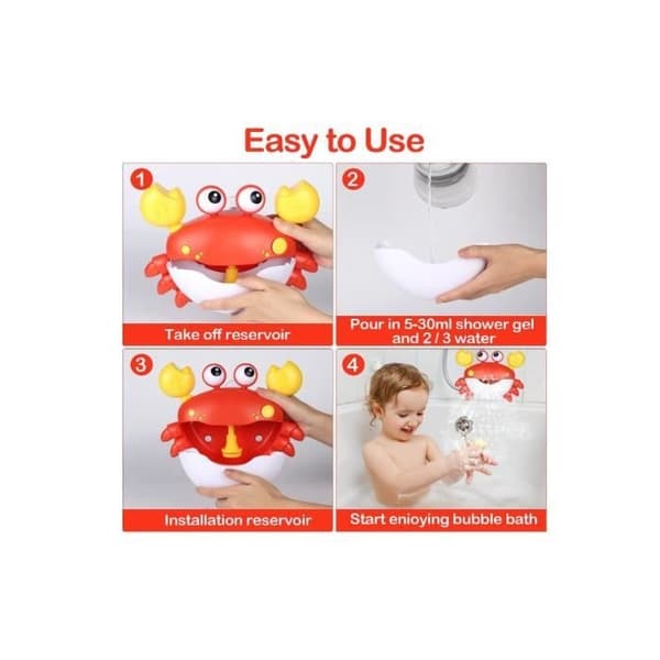 Badelegetøj - Krabbe - Automatisk Musikalsk Boblemaskine - ABS Plast - Unisex