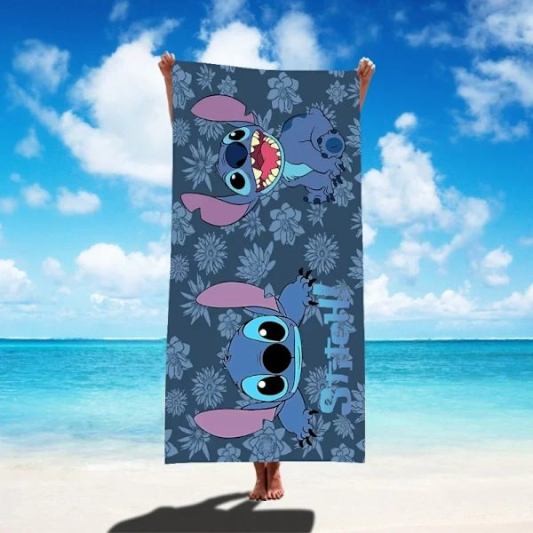 Disney Lilo & Stitch Badhandduk Tecknad Mjuk Absorberande Snabbtorkande Strandhanddukar Kawaii Anime Angel Stitch 3D Print Badhanddukar 8 Thin style 75x150cm