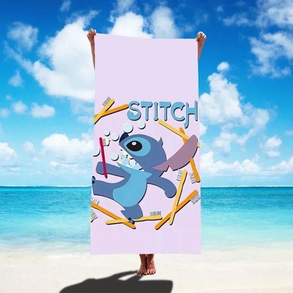 Disney Lilo & Stitch Badhandduk Tecknad Mjuk Absorberande Snabbtorkande Strandhanddukar Kawaii Anime Angel Stitch 3D Print Badhanddukar 6 Thin style 75x150cm