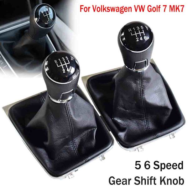 För VW Golf 7 A7 MK7 GTI GTD 2013 2014 2015 2016 2017 2018 Bil 5/6-växlad bil växelstav Nivåväxlingsknapp med läderboot-6 växlar 6 Speed