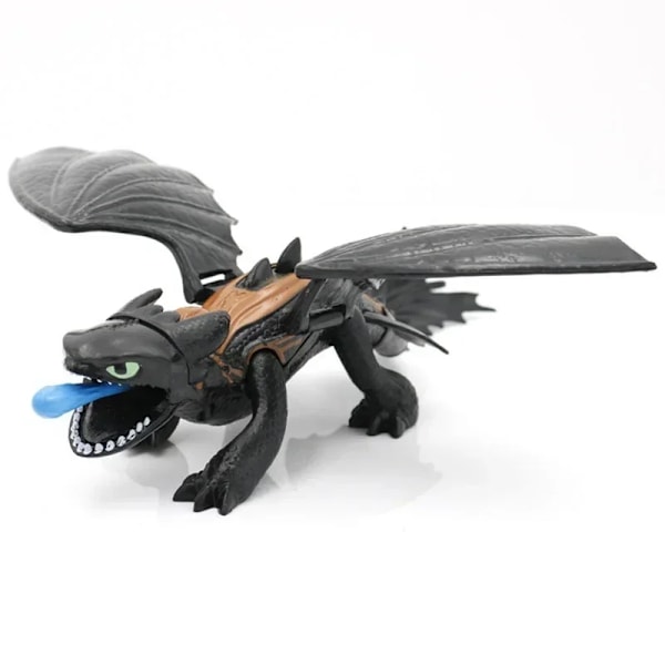 Disney How To Train Your Dragon 3 Tandlös Light Fury Night Fury PVC kan röra sig samlarobjekt actionfigurleksaker för barn Presenter Black Night Fury