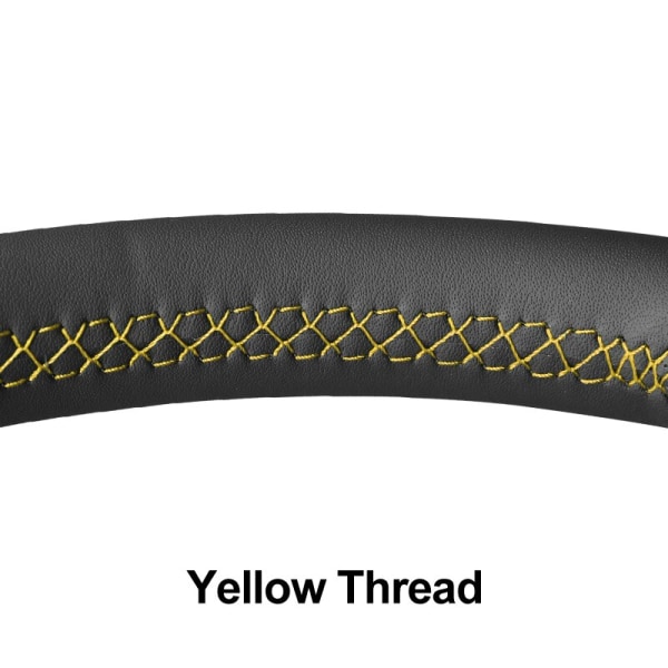 (Gul tråd)Handsömnad Svart PU rattkåpor i konstläder för Volkswagen VW Golf 4 IV Passat B5 Passat Variant Sharan Bora Yellow Thread