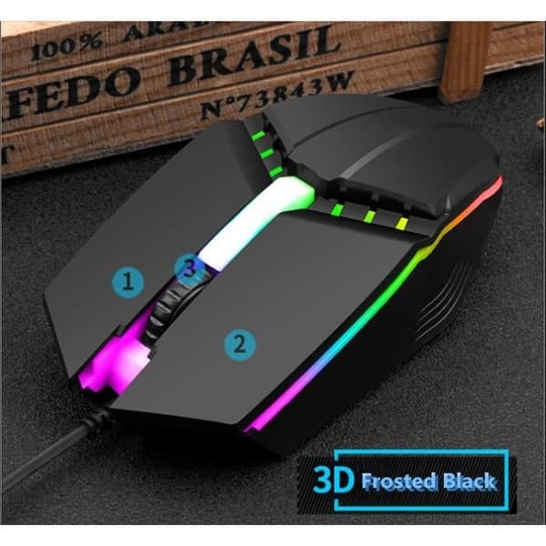 Gaming Mouse, USB Kablet Optisk Gaming Mouse med Optisk LED, 6 Knapper til Laptop, PC (Sort)