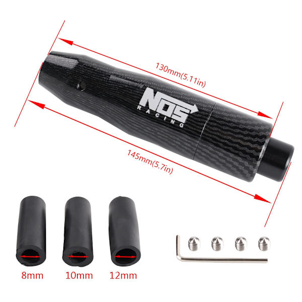 Aluminium Carbon Style 13 cm Växelspaksknopp Växelspakshuvud med M8 M10 M12 adapter för Universal manuell bil-automatisk bil Automatic Car