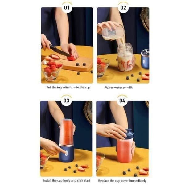 (Rosa) Juice Extractor - OTHERWISE - Mini USB Blender - 6 Blader - Rosa - For Shakes og Smoothies Pink