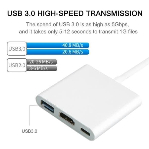 USB-C til HDMI Adapter - Apple - 4K - USB 3.0 - Macbook Kompatibel - Grå