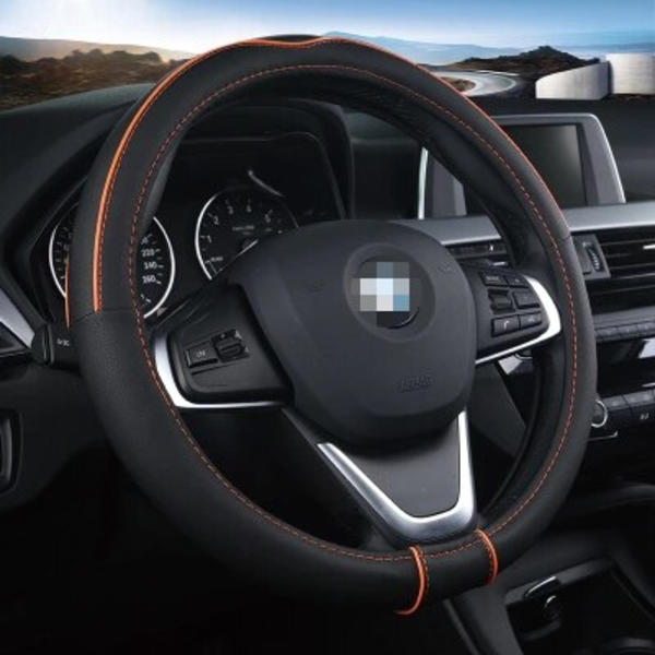 (Orange)2018 NYTT PU-läder Cover Universal 38cm Sport Design Rattskydd Fodral Case de flesta bilar Styling Orange