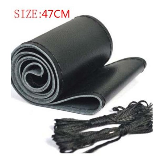 (47CM SVART)stor cover för RV Truck mikrofiber läder bilrattfläta Hållbar 47cm Anpassad storlek 47CM BLACK