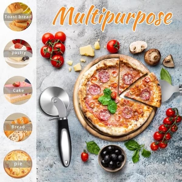Pizzakutter, Pizzakutter, Pizzakutter i rustfritt stål, Pizzakniv, Pizzakutter, Lett å rengjøre i oppvaskmaskinen, Håndtak