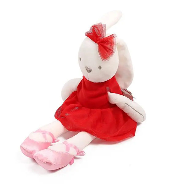 Baby plyschleksaker Spädbarnsvagn Komfort Uppstoppad djurskallra Mobil Babys kawaii plyschleksaker Hängsäng Bell Spjälsäng Skaller red rabbit