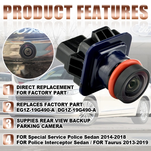 Passar för Ford Taurus 2013-2019 Police EG1Z19G490A Backup Assist Parkeringskamera EG1Z-19G490-A DG1Z-19G490-A