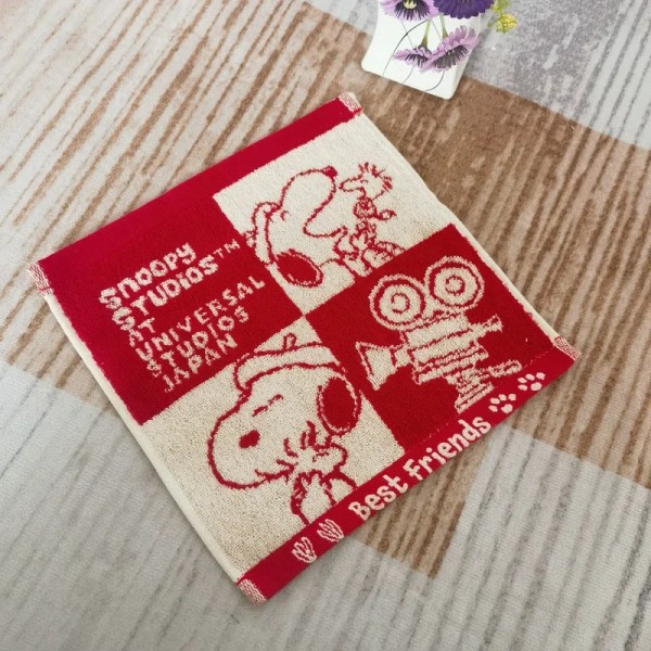 25x25cm Snoopy bomullshandduk för barn i jacquard dubbelsidig frotté förtjockad liten fyrkantig handduk absorberande barnhandduk Snoopy-3 25x25cm