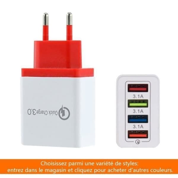 4 Porte Universal USB Væglader 3.1A, USB Strømadapter Kompatibel med iOS, Android, Bærbare Enheder