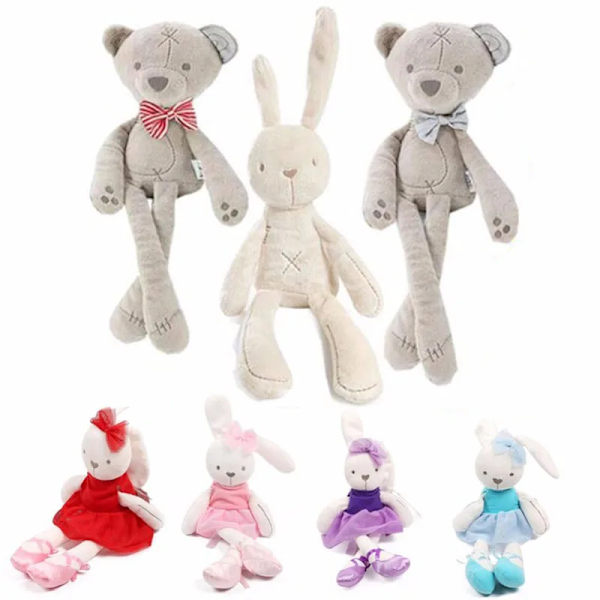 Baby plyschleksaker Spädbarnsvagn Komfort Uppstoppad djurskallra Mobil Babys kawaii plyschleksaker Hängsäng Bell Spjälsäng Skaller white rabbit