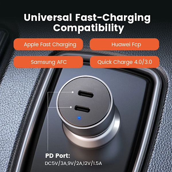 Ugreen 40W PD-billaddare Snabbladdning 4.0 3.0 för Xiaomi QC4.0 QC3.0 Typ C PD Billaddning för iPhone 13 12 Xs 8 PD-laddare Dual PD3.0 20W