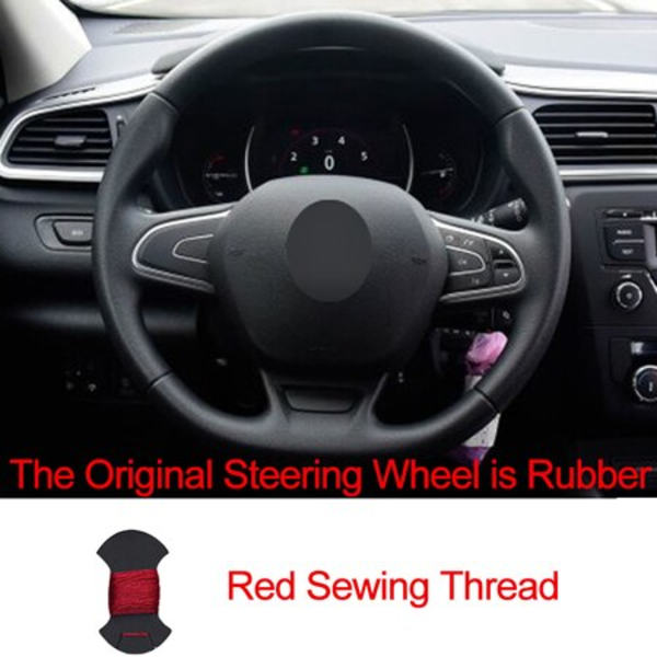 (Gummiröd)Handsydd cover till Renault Kadjar Koleos Megane Talisman Scenic 2016 2017 Volant fläta på ratten Rubber Red