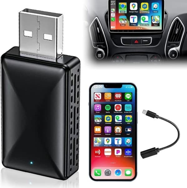 Trådløs Carplay Adapter Android Auto og Carplay Trådløs Adapter til iPhone, Kompatibel med iOS 10+ og Android 11.0+