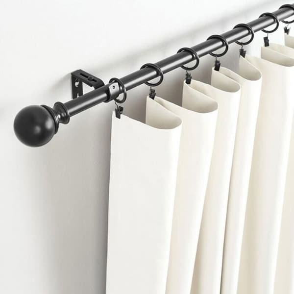 30 stk. gardinringe med metalklips, kraftige rustfrie til gardinstang, 32 mm indvendig diameter, sort
