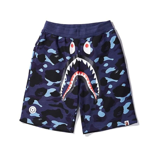 Bape Wgm Shark Head Print Contrast Beach Shorts - C Style XL