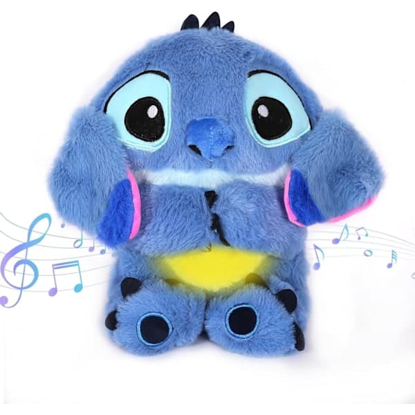Stitch Beroligende Plyslegetøj, Stitch til Angstdæmpning, Rytmiske Åndedrætsøvelser til Sovende Børn og Voksne - Perfekt Blå Stitch Blue Stitch