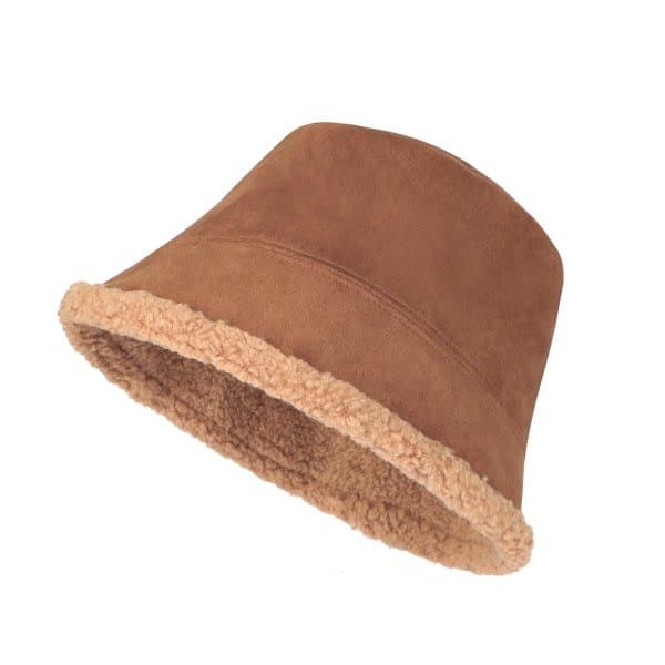 Faux Suede Hat Beanie Hue Blød Vendbar Vinterhat Bomuld Udendørs Hat (Brun)