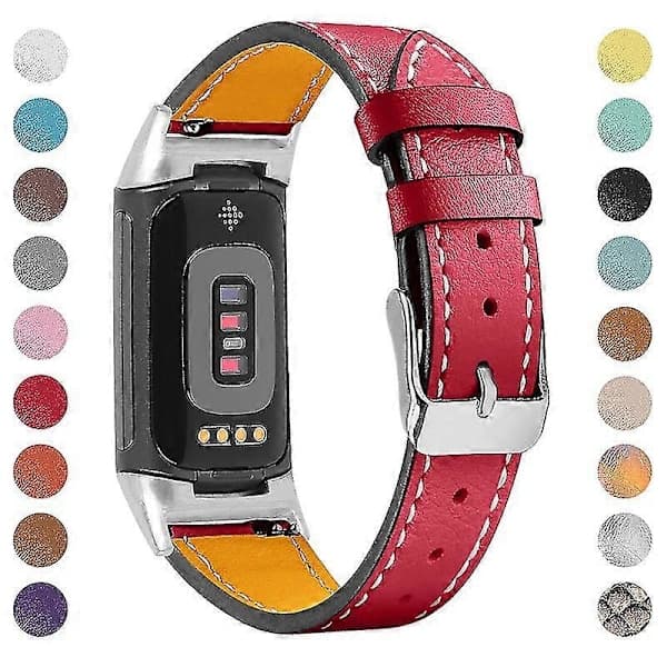 Premium Ægte Læder Justerbart Armbåndsur til Fitbit Charge 6/5