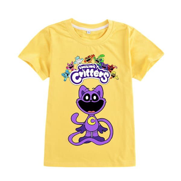 Smiling Critters T-shirt för Barn Sommar Bomull Topp Tee (Grå) (120 cm lång)