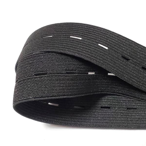 Elastisk knapphullstrikk, praktisk og allsidig svart strikk, bredde: 2 cm Bredd: 2cm